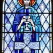 Interior. Side wall. Stained glass window. Detail