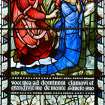Interior. NE wall. Stained glass window. Detail