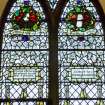 Interior. Side wall. Stained glass window. Detail