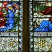 Interior. NE wall. Stained glass window. Detail