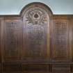 Interior. Tower lobby. War memorial wall panel. Detail