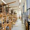 View of weaving looms in Textiles studio within Newbery Tower