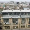 View looking down across the roofscape of the Mackintosh building from the upper levels of Newbery Tower