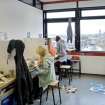 View of students within the textiles department working spaces within Newbery Tower