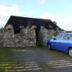 General view of the traditional cottage in Balemartine, Tiree, taken from the East.