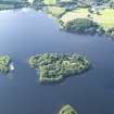 General oblique aerial view of Ichmahome and Inch Talla in the Lake of Menteith, taken from the SSE.