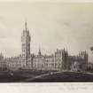 Page 19/1. Photographic copy of drawing showing unexecuted design for tower
Titled: 'University, Gilmorehill, from a drawing.  This spire was not erected, Sir Gilbert Scott Archt.  816'.
PHOTOGRAPH ALBUM NO 146: THE THOMAS ANNAN ALBUM