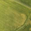 Oblique aerial view of the cropmarks of the barrows and pits, looking to the SE.