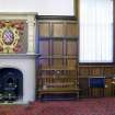Interior view of the chimneypiece and timber panelling in the Council Chamber on the first floor of Clydebank Town Hall and Municipal buildings, Clydebank.