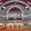 Interior view of the Assembly hall, taken from the stage, at Clydebank Town Hall and Municipal buildings, Clydebank.