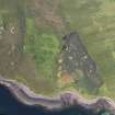 Oblique aerial view ofthe broch and buildings at Loch Poll an Dunain, taken from the S.