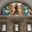 Interior. Altar apse. Stained glass window. Detail