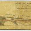 Drawing showing railway tunnel. The tunnel is now closed. 
Titled: 'Edinburgh Leith & Granton Railway Tunnel. Section of strata from North to South entrance at Canal Street'.