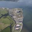 Oblique aerial view of Nigg Fabrication Yard with Cromarty beyond, looking S.