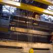 Interior. East end of Main Range (Building 2). View of 80 ton crane (Crane 1) with operator's cabin on the left..