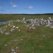 View from E of the probable hut-circle (HU24NE 179) underlying the later enclosure wall.