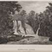 View of Bonnigton Linn from the north.
Titled 'Bonniton Lynn from the North. Drawn by J. Fleming. Engraved by Joseph Swan.'