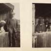 Two views of group of people in a wooden building, possibly in the Ballindaroch area. 
