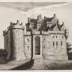 Engraving of Dalhousie Castle, main front.
Titled in pencil: 'Drummond Castle, [sic.] Dalhousie. Record Sculpt.'