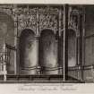 Engraving of choristers' seats, Dunblane Cathedral.
Titled: 'Dunblane. Choristers' seats in the cathedral. Engraved & published by J. Storer from a drawing by J. Gillespie. June 1st 1812