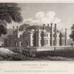 Engraving of Dunmore Park.
Titled: 'Dunmore Park, Stirlingshire. Drawn by J.P.Neale. Engraved by H. Bond. Printed by Bishop & Co. London, Pub. July1st 1826 by J.P.Neale. 16 Bennett Street, Blackfriars Road and Sherwood & Co., Paternoster Row.. Proof.'