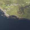 Oblique aerial view of Port na Cagain harbour, looking NE.