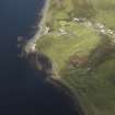 Oblique aerial view of Port na Cagain harbour, looking NNW.