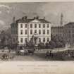 Engraving of Bellevue House, see RAB 292/108 New Custom House.
Titled, 'Excise Office, Drummond Place, Edinburgh. Drawn by Tho. H. Shapherd. Engraved by R. Acon. Jones & Co. Temple of the Muses, Finsbury Square. London, Nov. 28, 1829.