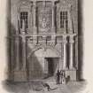 Edinburgh, engraving of North Entrance to George Heriot's School.
Titled 'Front entrance to Heriots Hospital. Drawn and engraved by Jno. Johnstone.'