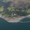 Oblique aerial view of the pier at Cairnryan and Lochryan country house, taken from the WSW.