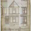 Quadruple villas for William Deans, Mornignside Drive, Edinburgh.
Plans, sections and elevations of oriels.