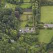 General oblique aerial view of the Grange of Gagie centred on the house taken from the NNE.
