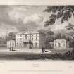 Engraving of Gask House, front view. ( Proof copy.)
Titled 'Gask, Perthshire. London, Pubd Jan 1, 1822 by J.P.Neale, 16 Bennett St. Blackfriars Road and Sherwood, Neely & Jones, Paternoster Row. Drawn by J.P.Neale. Engraved by T. Barber. Proof.'