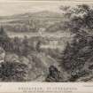 Engraving of distant view of Guisachan House in its landscape.
Titled: 'Guisachan , Co. Inverness. The seat of William Fraser, Esq. of Culbokie. Augustus Butler Delt. Stannard & Dixon, lith. 7 Poland St.'