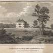 Lathallan, engraving showing general view from lawns.
Titled 'Lathallan the seat of John Lumsdaine, Esqr. for the Scots Mag & Edinr. Lity. Misy. Pub. by A. Constable & Co, 1 July 1811. J. Burnett Delt. R. Scott. sculpt.
