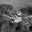 Senwick House and Walled Garden, Borgue.  Oblique aerial photograph taken facing east.