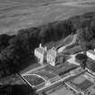 Senwick House and Walled Garden, Borgue.  Oblique aerial photograph taken facing north.