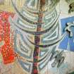 Interior. Main block. Ground floor. Reception area. Mosaic mural. Detail