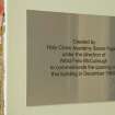 Interior. Main block. Ground floor. Reception area. Mosaic mural commemorative plaque. Detail