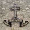 Iron work crest at Main entrance. Detail
