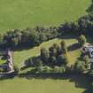 General oblique aerial view of the Downie Park House estate, centred on Downie Park House and stables and farmsteading taken from the WNW.