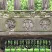 View of arms of Abbot Crawford, on lintel above E door to Holyrood Abbey, in NE corner of nave.