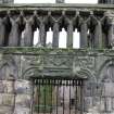 View of arms of Abbot Crawford, on exterior of Holyrood Abbey.