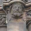 View of King James V, at top of pilaster on N side (facing N).
