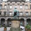 View from S of statue of 'Alexander and Bucephalus', in courtyard of Edinburgh City Chambers.
