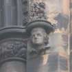 View of head of William Drummond of Hawthornden, at top of pilaster on N side (facing E).