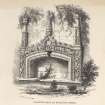 Engraving of elaborate fireplace at Dirleton Castle.
Titled 'Canopied seat at Dirleton Castle.' [Billings 1845-52.]
