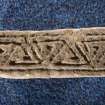 View of edge of fragment, Drainie no 22, with triangular key pattern