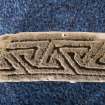 View of edge of fragment, Drainie no 22, with triangular key pattern