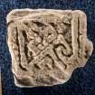 View of fragment of cross arm, Drainie no 9, with key pattern decoration (including scale)